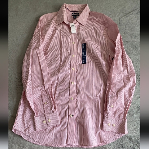 New GAP Premium Long Sleeve Slim Fit Shirt,Red White Striped Button up,MEN Sz XL - Picture 1 of 6
